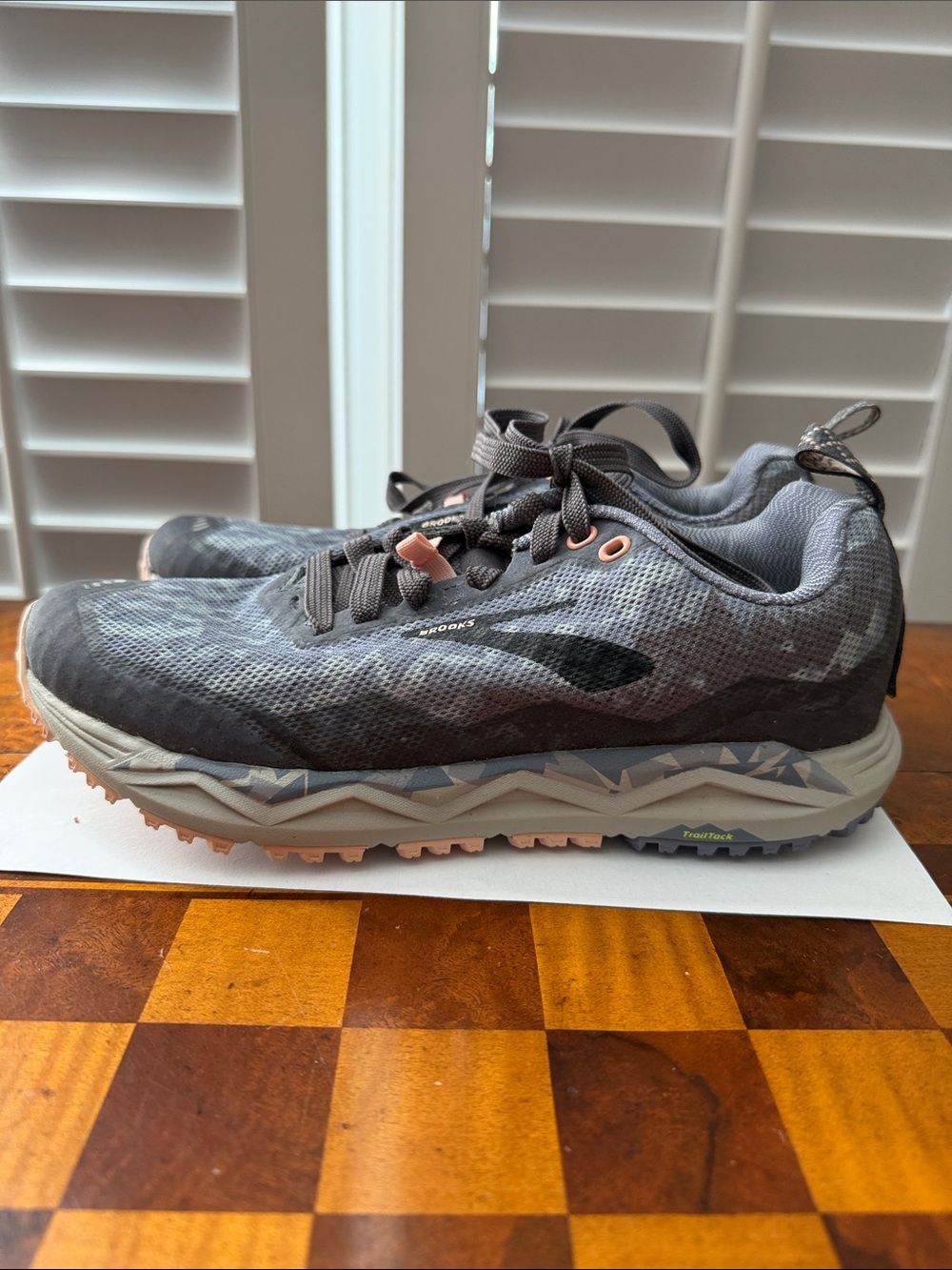 Brooks Women's Gray and Peach Trail Running Shoes - Caldera